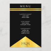 Zwart & Gouden Streep Fancy Huwelijksreceptie Menu (Voorkant)