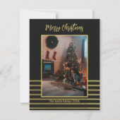 Zwart & gouden strepen feestdagenkaart (Voorkant)