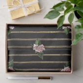 Zwart-gouden strepen met roze rozen ontkoppeling tissuepapier (Geschenk)