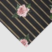 Zwart-gouden strepen met roze rozen ontkoppeling tissuepapier (Detail)