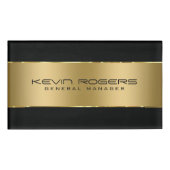 Zwart & gouden strepen Modern geometrisch ontwerp Naambadge (Voorkant)