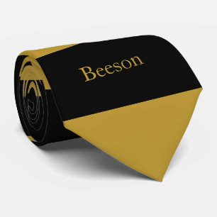 Zwart Gouden Strepen Monogram Stropdas