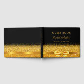 Zwart gouden strik elegante bruiloft gastenboek (Volledig)