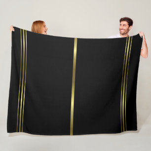 Zwart-gouden strips elegant design rendy fleece deken