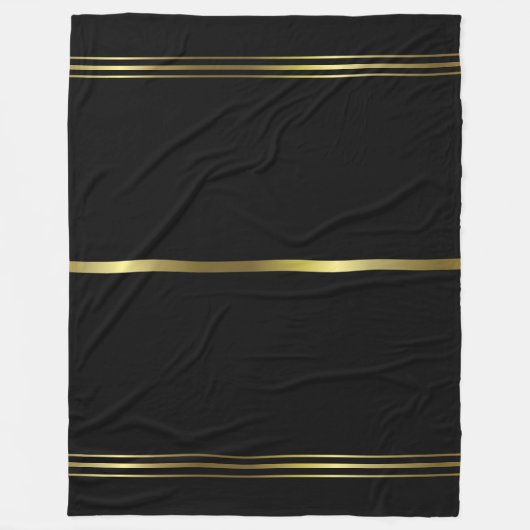 Zwart-gouden strips elegant design rendy fleece deken (Voorkant)