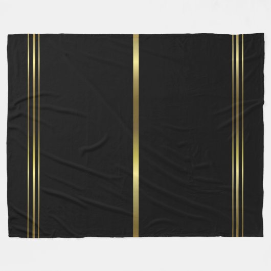 Zwart-gouden strips elegant design rendy fleece deken (Voorkant (Horizontaal))