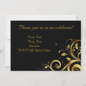 Zwart & Gouden Swirl 5x7 Aangepaste 50ste Verjaard Kaart (Achterkant)