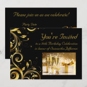 Zwart & Gouden Swirl 5x7 Aangepaste 50ste Verjaard Kaart (Voorkant / Achterkant)