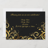 Zwart + Gouden Swirl, Aangepaste foto 50ste verjaa Kaart (Achterkant)