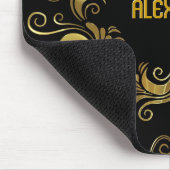 Zwart & Gouden Swirls - Aangepaste Monogram Muismat (Hoek)