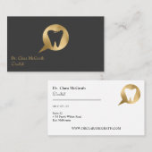 Zwart & Gouden Tand Logo Tandarts | Tandartsenpost Visitekaartje (Voorkant / Achterkant)