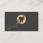 Zwart & Gouden Tand Logo Tandarts | Tandartsenpost Visitekaartje (Voorkant)