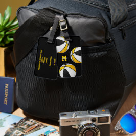 Zwart-gouden team kleuren basketbalspelers bagagelabel