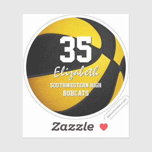 zwart gouden team kleuren kinder basketbal sticker (Vel)