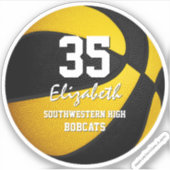 zwart gouden team kleuren kinder basketbal sticker (Voorkant)