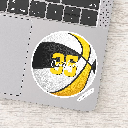 zwart gouden team kleuren kinder basketbal sticker (Detail)