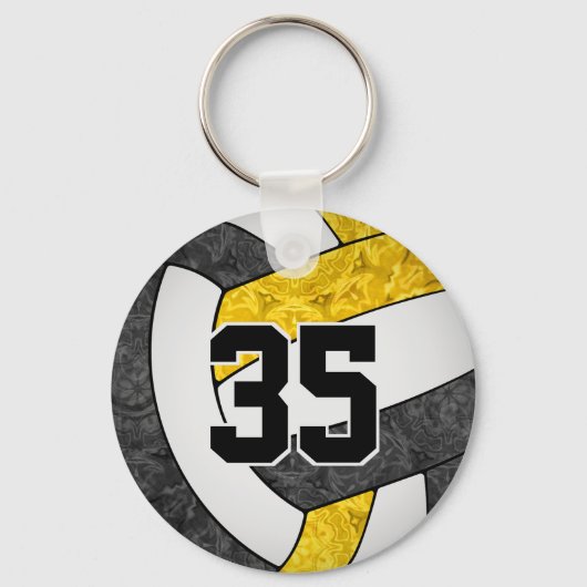zwart gouden team kleuren meisjes volleybal sleutelhanger (Voorkant)