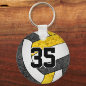 zwart gouden team kleuren meisjes volleybal sleutelhanger (Voorkant)