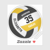 zwart gouden team kleuren meisjes volleybal sticker (Vel)