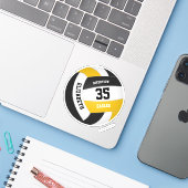 zwart gouden team kleuren meisjes volleybal sticker (Laptop met iPhone)