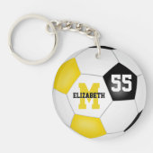 zwart gouden team kleuren voetbaltas label sleutelhanger (Voorkant)