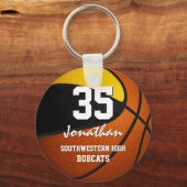 Zwart gouden team voor jongens basketbal sleutelhanger (Voorkant)