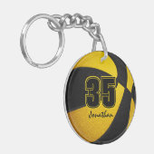 Zwart gouden team voor jongens basketbal sleutelhanger (Voorkant Links)