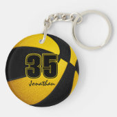 Zwart gouden team voor jongens basketbal sleutelhanger (Achterkant)