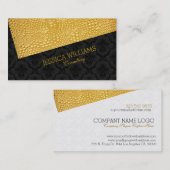 Zwart & Gouden Textuur Modern Asymmetrisch Ontwerp Visitekaartje (Voorkant / Achterkant)