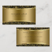 Zwart & Gouden Textuur & Paisley Patroon Visitekaartje (Voorkant / Achterkant)