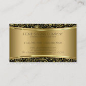 Zwart & Gouden Textuur & Paisley Patroon Visitekaartje (Achterkant)