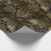 Zwart-gouden  tribale paisley cadeaupapier (Hoek)