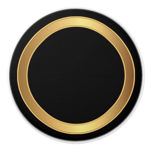 Zwart-gouden trim keramische knop (Voorkant)
