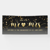 Zwart Gouden Trouwbanner voor Verloving voor Mr en Spandoek (Horizontaal)