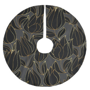 Zwart gouden tulpen: luxe bloemenpatroon kerstboom rok