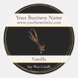 Zwart & Gouden Vanille Kaars Productlabel Ronde Sticker