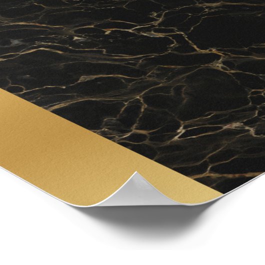 Zwart Gouden Vein Marmeren Steen/Gouden Grenskunst Poster (Hoek)