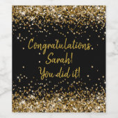 Zwart Gouden Verjaardagsfeest Geschenk voor Afgest Wijn Etiket (Enkel label)