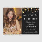 Zwart gouden verjaardagsfeest met de datummagneet (Voorkant)