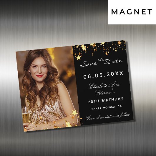 Zwart gouden verjaardagsfeest met de datummagneet
