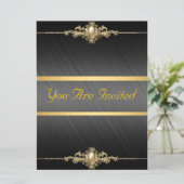 Zwart Gouden Verjaardagsfeestje Kaart (Staand voorkant)