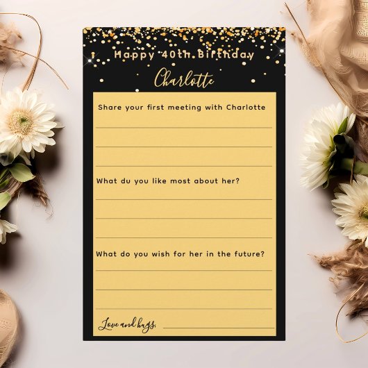 Zwart gouden verjaardagswenskaart