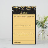 Zwart gouden verjaardagswenskaart (Staand voorkant)