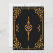 Zwart Gouden Victoriaans kant bruiloft Kaart (Achterkant)