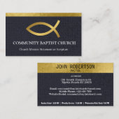 Zwart Gouden Vis Elegante Kerk Visitekaartjes (Voorkant / Achterkant)