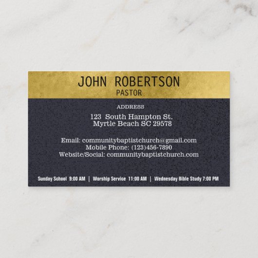 Zwart Gouden Vis Elegante Kerk Visitekaartjes (Achterkant)