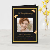 Zwart gouden vlinder fotografie kaart (Gele Bloem)