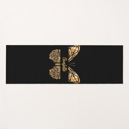 Zwart gouden vlinder naam yogamat (Voorkant (horizontaal))