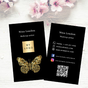 Zwart gouden vlinder Qr social media logo Visitekaartje