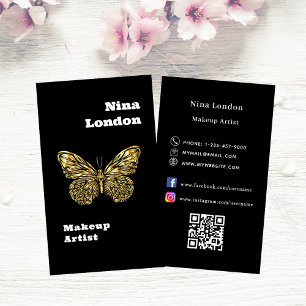 Zwart gouden vlinder Qr social media logo Visitekaartje